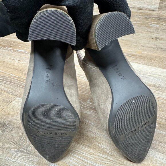 Anne Klein Janae Sling Back Taupe Suede Block Heel Mule Women's Size 9 - Picture 4 of 6